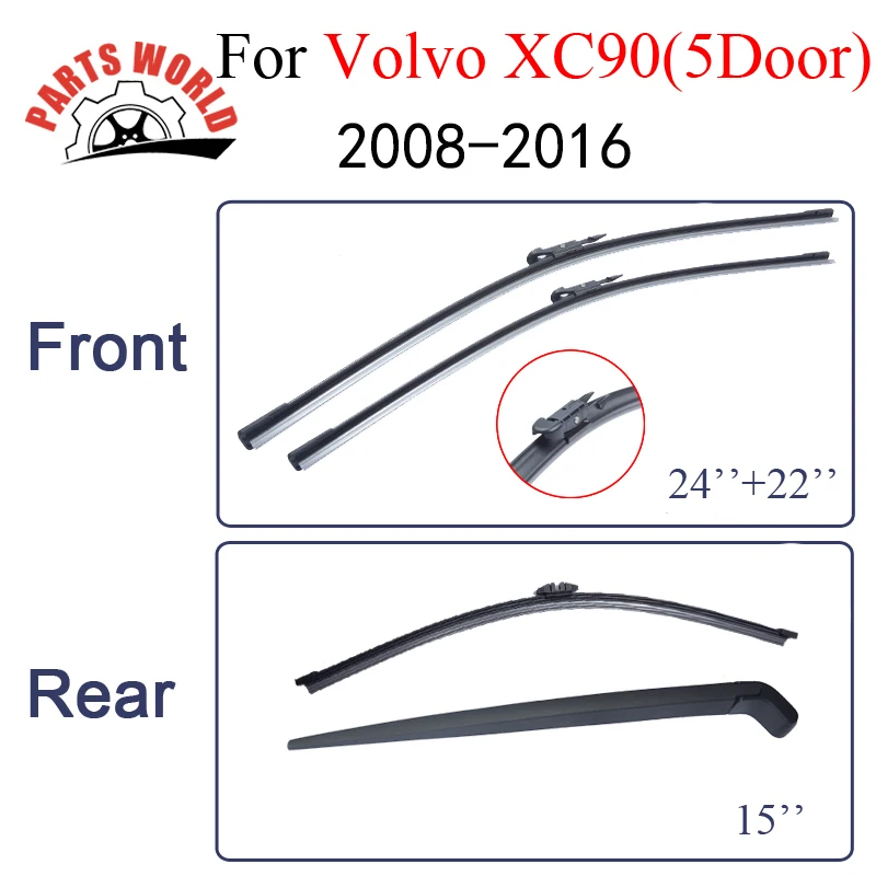 Partsworld Wipers For Volvo XC90 5 Door wagon 2008 2016 Windshield