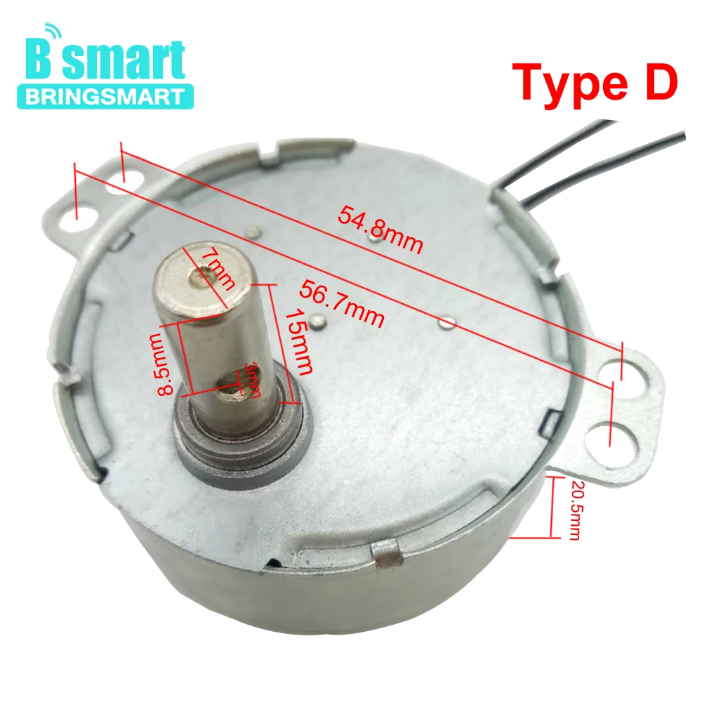 Bringsmart TYC-50 синхронный двигатель с постоянным магнитом CW/CCW 0,9~ 70 об/мин электродвигатель 4 Вт четыре вала для вентилятора микроволновая печь микро мотор