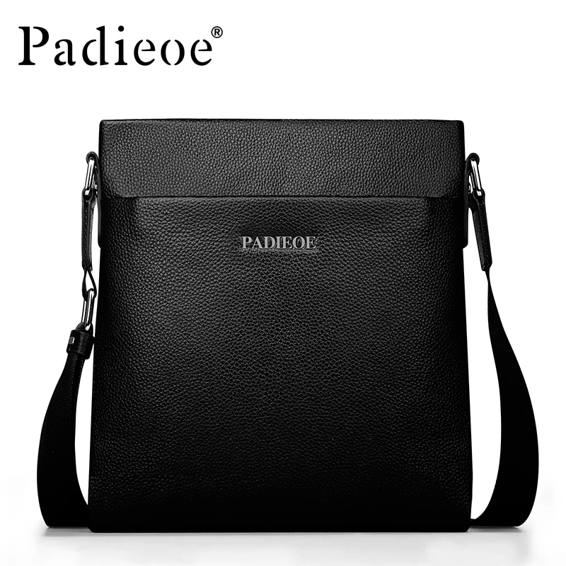 

2016 New Arrival Real Cowhide Leather Bag Shoulder Handbags Litchi grain Men Messenger Bags Small Men's Sling Bags Black