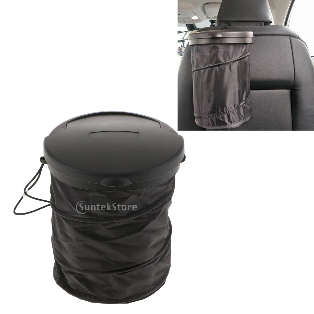 Foldable Car Dust Bin Storage Bucket Trash Can Container Pop Up Garbage Bag For Car, Truck, Minivan, SUV, Auto Or Home