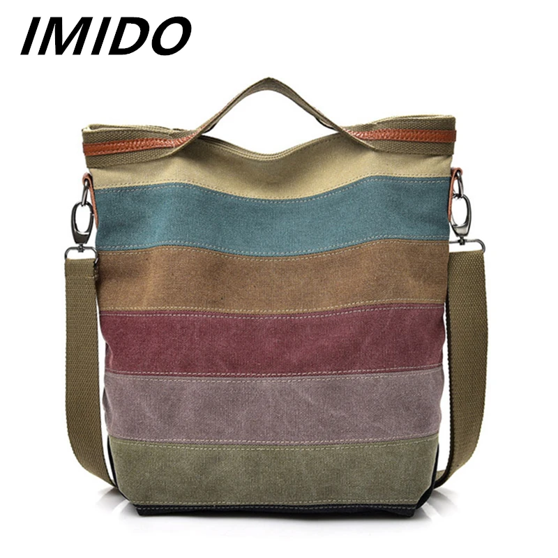 

IMIDO 2019 Summer Style Casual Fashion Simple Literary Female Portable Shoulder Messenger Bag High Capacity Multiple Compartment