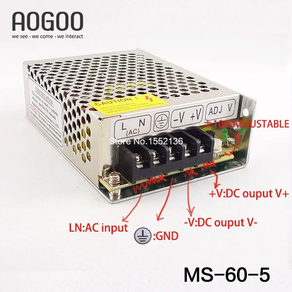 

Mini-size 60W 5V Switch Mode LED Light Devices Switching Power Supply