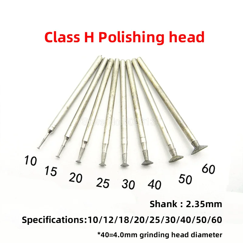 

1Pcs H Head 2.35MM Shank Thin Nail Diamond Mounted Point Grinding Head Stone Jade Carving Polishing Engraving Tool Drill Grinder