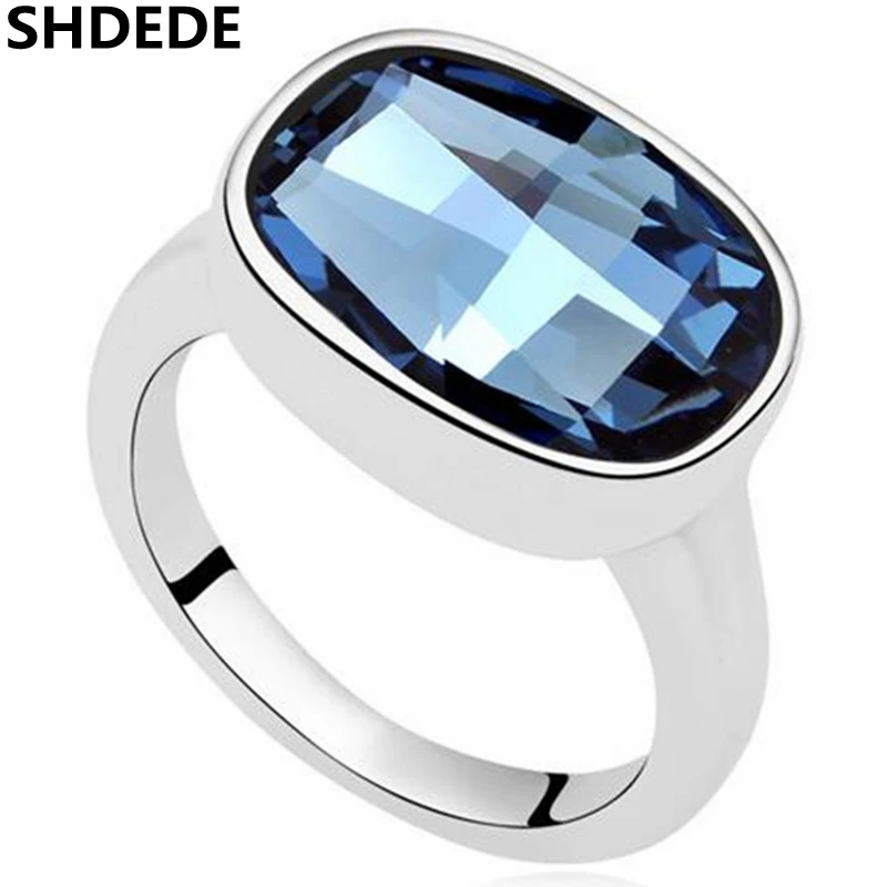 SHDEDE модные ювелирные изделия большие синие кольца для женщин Свадебные