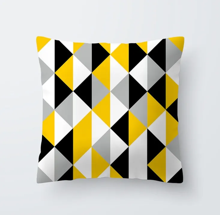 Желтый серый геометрический чехол для подушки домашний декор бархатное покрытие для подушки для дивана 45*45 см Декоративные шевронные подушки Чехол Pillowsham - Цвет: M