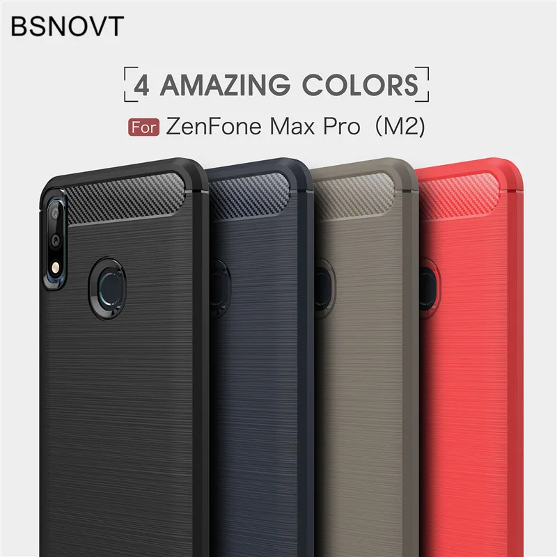 BSNOVT Asus Zenfone Max Pro M2 Case Cover Shockproof Silicone Brushed Bumper For (M2) ZB631KL |