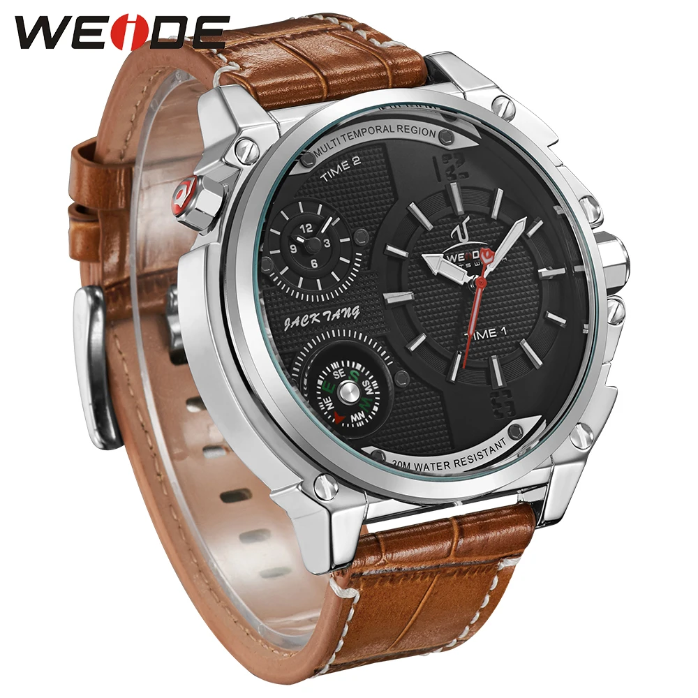 WEIDE Военный компас часы Relogio Masculino мужские Quarzt аналоговый дисплей пояса из