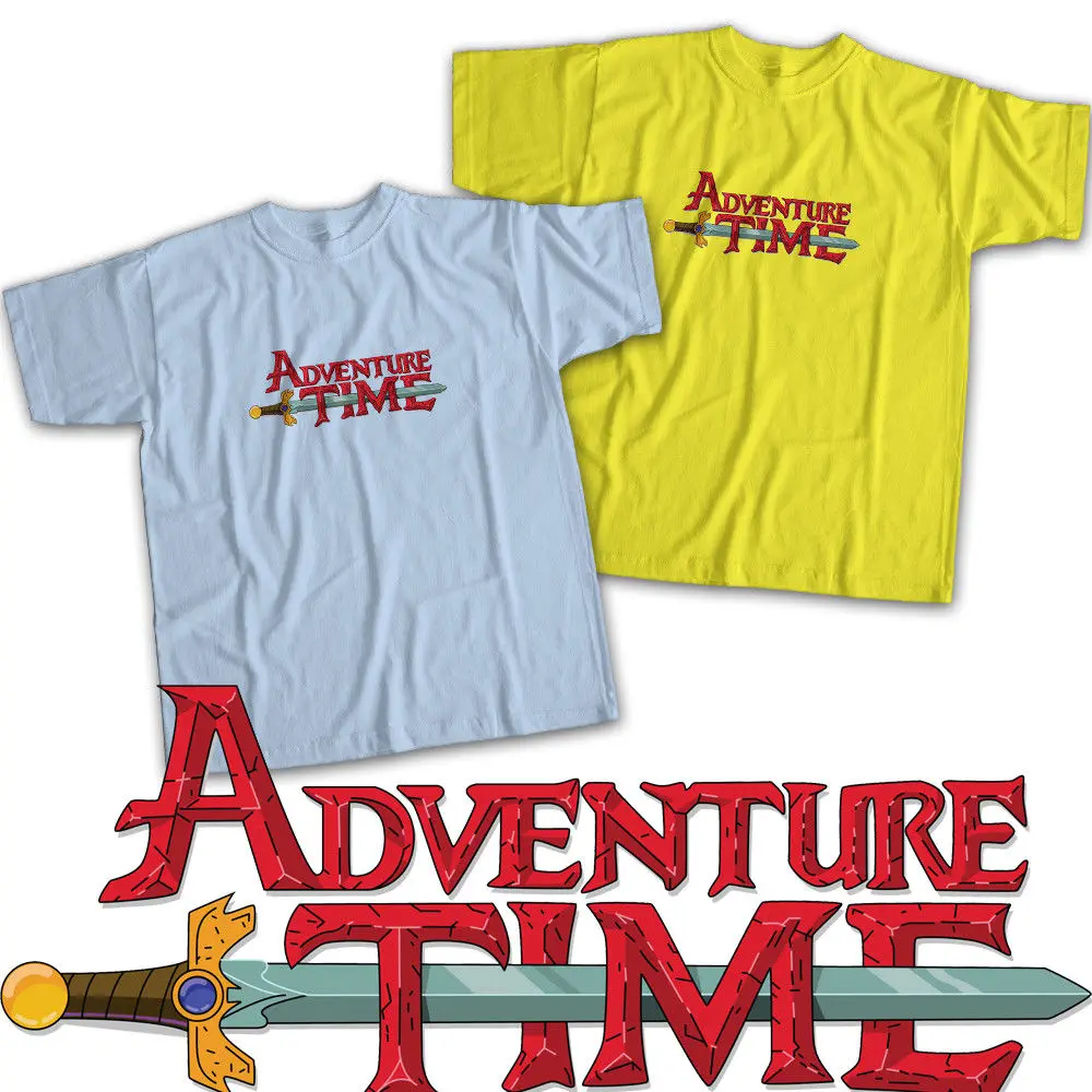 Крутая Мужская и женская футболка унисекс с надписью Adventure Time Title Sword логотипом |