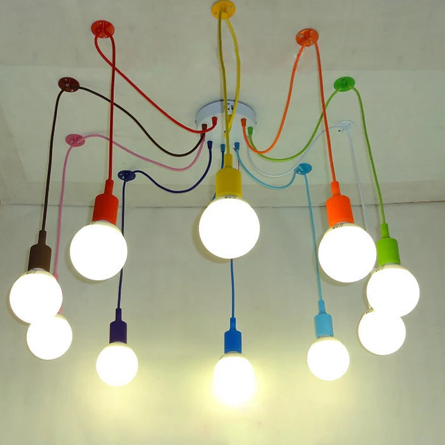 Silicone Light Suspended Lamp Multicolored Chandelier Fixtures Silicone Light Suspended Lamp Multicolored Chandelier Fixtures Modern Color Bedroom Bulb Lamps E27 Art Lights Bar