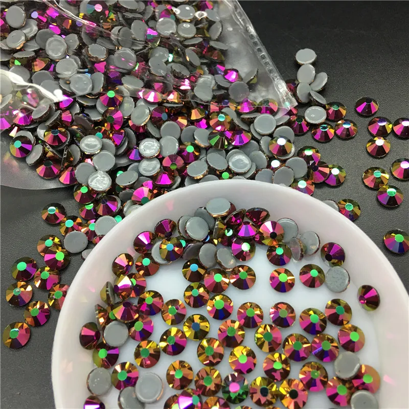 

Topstone Rainbow Rose Gold Color Sizes SS3 ~ SS30 Iron On hotfix rhinestones with glue transfer flatback hotfix crystal stones