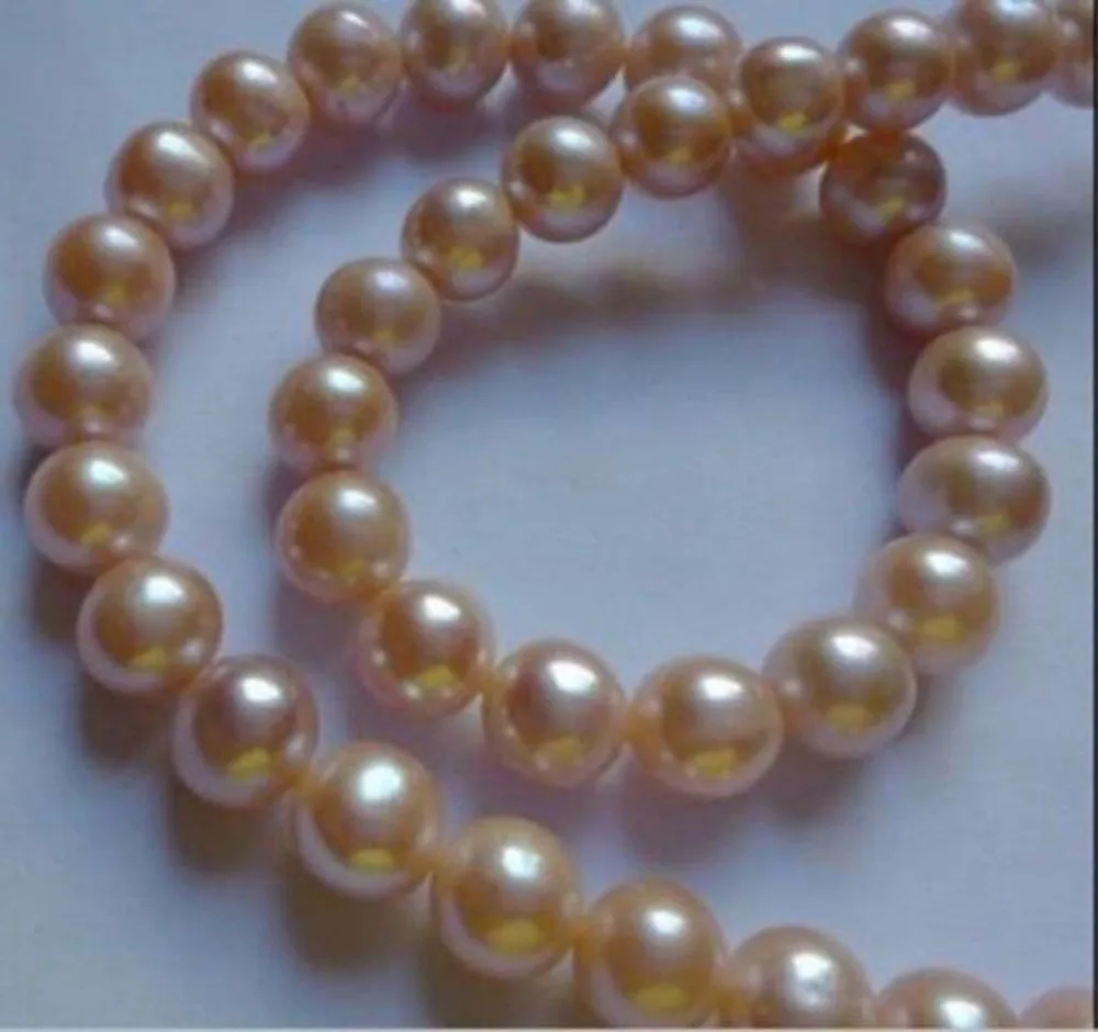 

New 9-10MM SOUTH SEA Light pink PEARL NECKLACE 18inch AAA