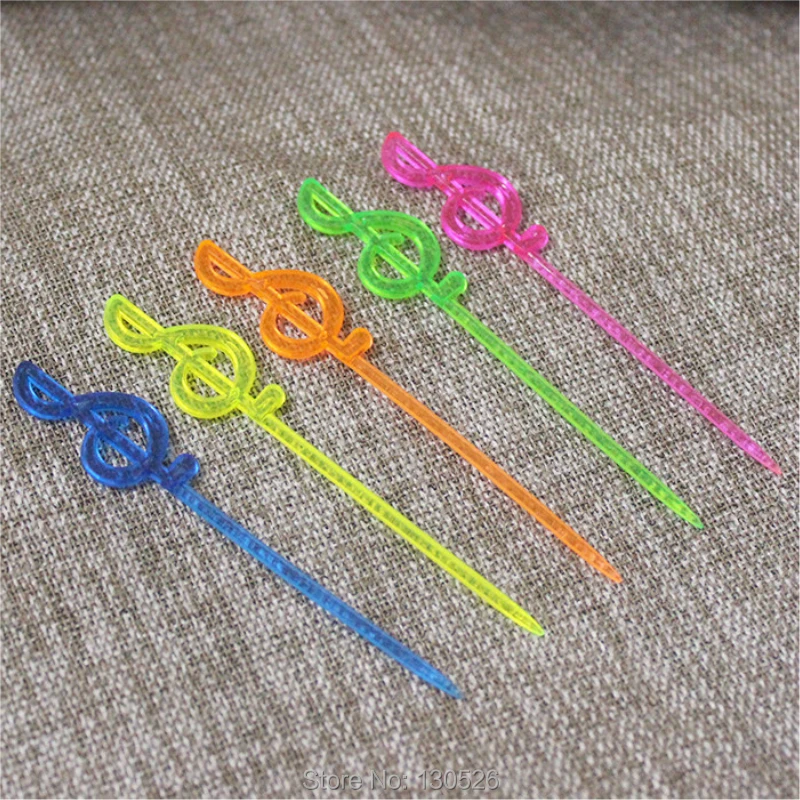

50pcs Disposable Plastic Musical Note Shape Food Fruit Fork Picks Set for Party Cake Dessert Fork Set Kitchen Accessories