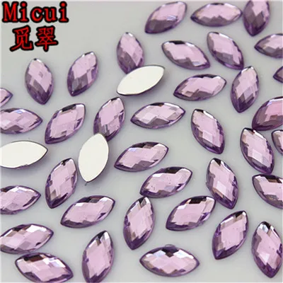 Micui 100 шт 5*10 мм разноцветные стразы «лошадиный глаз» с плоской задней стороной акриловые камни хрустальные камни не Швейные бусины для одежды DIY MC320 - Цвет: Purple