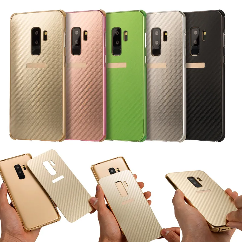 

For Samsung S9 Plus S9+ Case Plating Metal Frame with Carbon Fiber Back Cover Hard Case for Samsung Galaxy S9 Plus S9Plus G9650