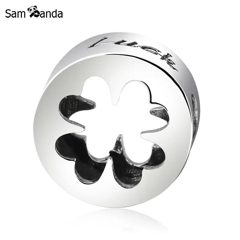 

New Authentic 100% 925 Sterling Silver Beads Hollow Four-leaf Clover Luck Courage Charms Fit Pandora Bracelets Diy Women Jewelry