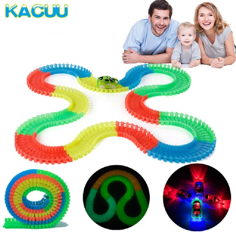 

Tik Tok Kacuu shop Magical track Glow in the dark Accessories Ramp Turn Road Bridge Crossroads for 7.5cm Race Track Toys Gifts