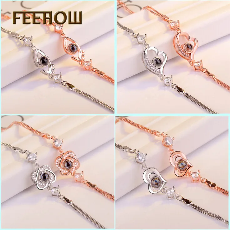 FEEHOW различные типы 100 языков я люблю вас Проекционные браслеты женские