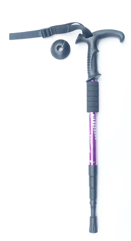 Экспорт Качество анти шок палки для скандинавской ходьбы складной трекинговых палок алюминий углерода волокно пеший Туризм регулируемый - Цвет: Purple