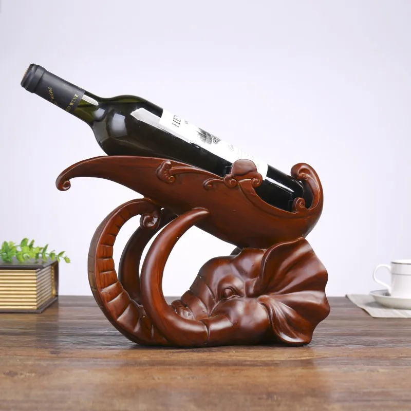 European Wine Rack Creative Elephant Head Wine Rack Fashion Resin Bottle Holder Gift Wine