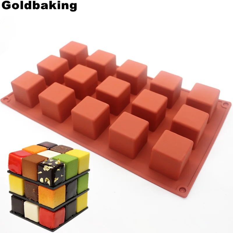 

Silicone 3D Cube Mold Ice Cube Tray 15 Cups 3.5*3.5*3.5cm Cube Chocolate Mould