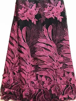 

Fashion party dress material African mesh textile French net lace fabric for lady VNH13(5yards/lot) multi color