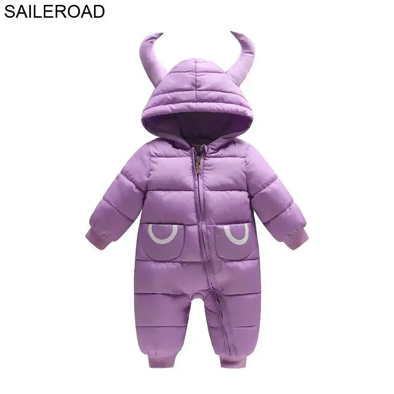 purple Saileroad/3-24months новорожденных Обувь для мальчиков Обувь для девочек Комбинезоны для малышек теплый хлопок Подпушка Baby Дети одним Pieces Комбинезоны для малышек Костюмы для-10 градусов - Цвет: purple