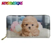 Женский кошелек, пудель, с принтом, женский кожаный Длинный кошелек, женский клатч с животными, сумка для денег на молнии, кошельки, cartera mujer