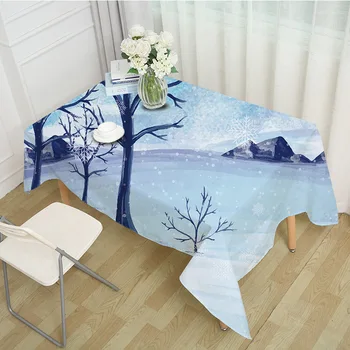 

Decorative Table Cloth Rectangular Party Banquet Outdoor Tablecloth Home Decor Table Cover Christmas Snow Holiday Pattern MZ0005