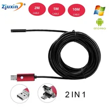 1PC USB HD 2 IN 1 Video Endoscope for Android Mobile and Laptop 2M/5M/10M 5.5MM Lens Ipx67 6LED endoscope Snake Camera