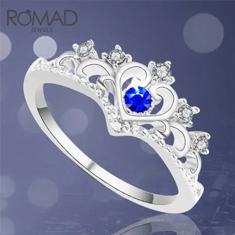 

ROMAD Crystal Heart Crown Rings For Women New Lover Cubic Zirconia Finger Rings Female Engagement Party Wedding Jewelry R4