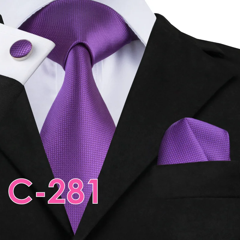 Однотонные шелковые мужские галстуки, галстук для шеи, набор для мужчин, галстук для костюма, платок, запонки, галстуки для мужчин, свадебные, Vestidos Corbatas - Цвет: C281