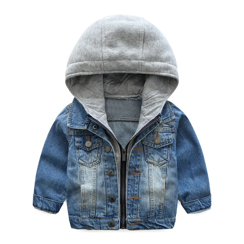 

Boy's Coat Spring and Autumn Recreational Cowboy Jacket for Children with Recreational Cotton with Cap Children's Clothing