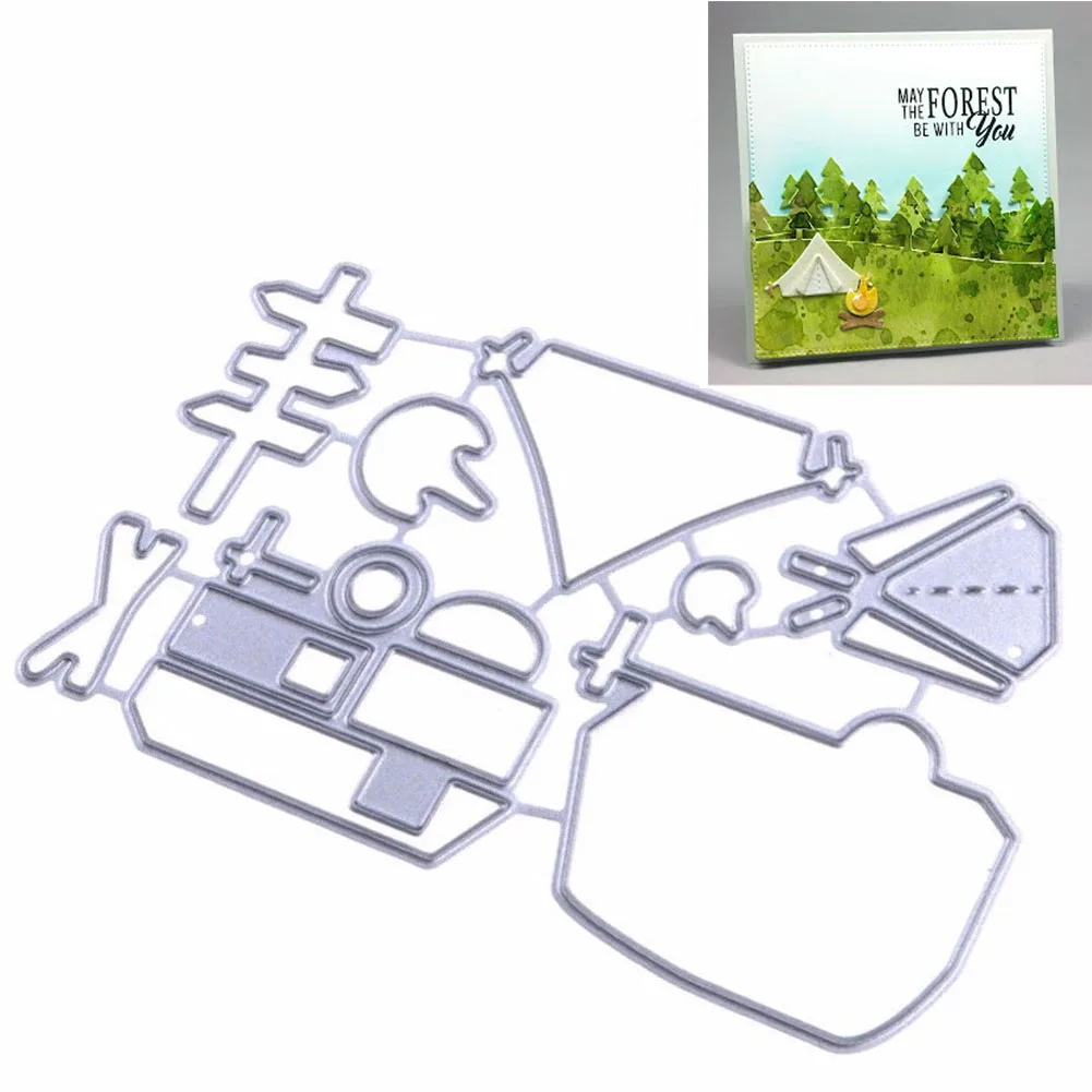 

Metal Cutting Dies Camper Stencil Camping Fire Set for DIY Scrapbooking Photo Album Paper Cards Decor Craft For Drop Shipping