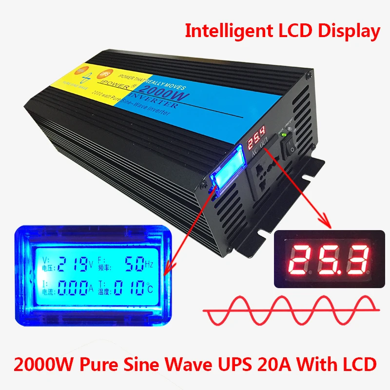 LCD Display 2000W/4000W(Peak) uninterruptible power supply Pure Sine