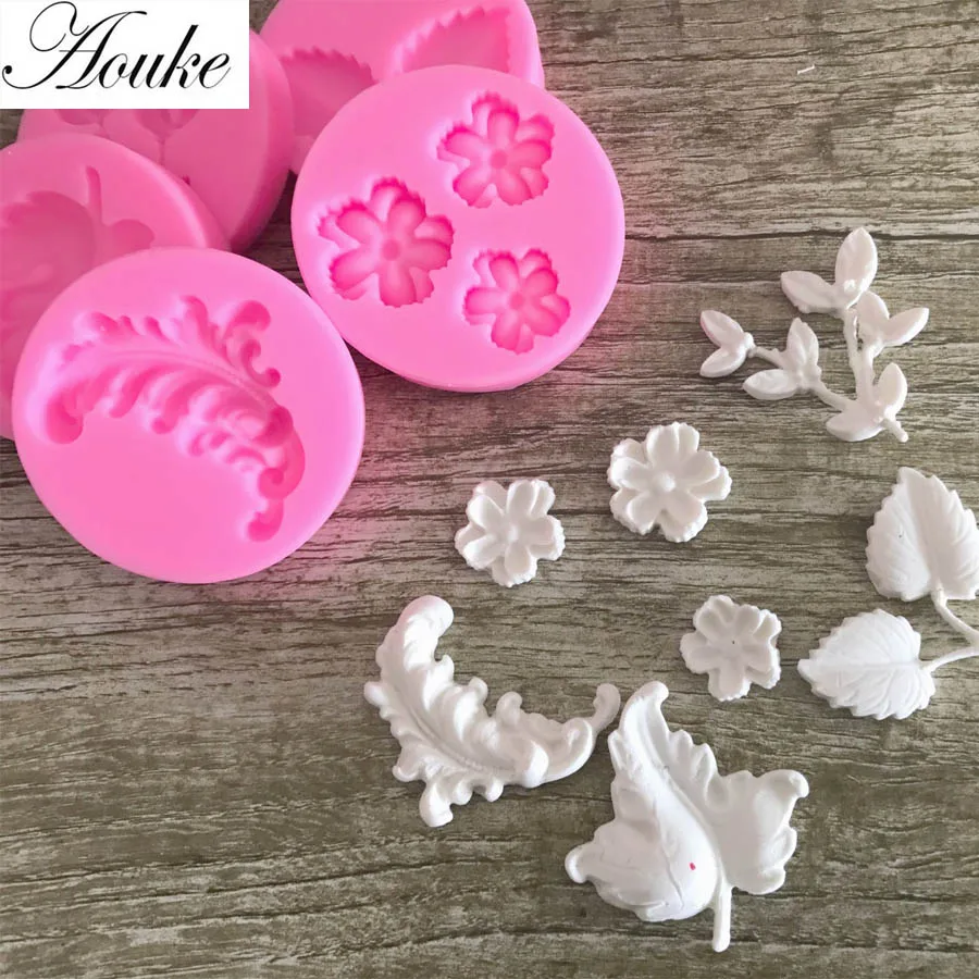 

Aouke Leaves & Flowers Shape Silicone Cake Molds, Chocolate,Candy,Jelly Molds X171-X175