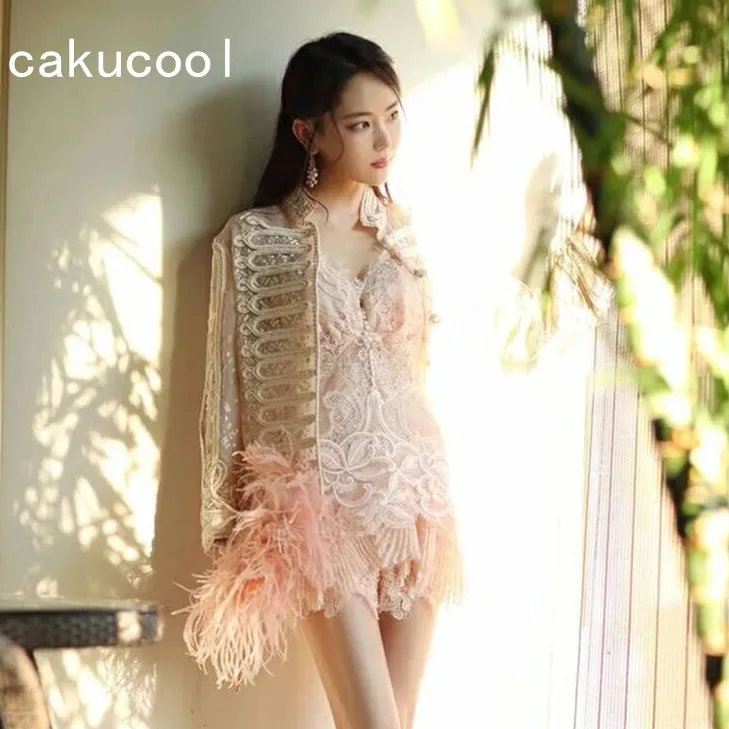 Cakucool Women Sunscreen Jacket Transparent Embroid Silk Outerwear Long Sleeve Thin Runway Design Organza Women Suntan-proof organza short pure desire shirt women s summer design feeling unique french two piece tank top solid