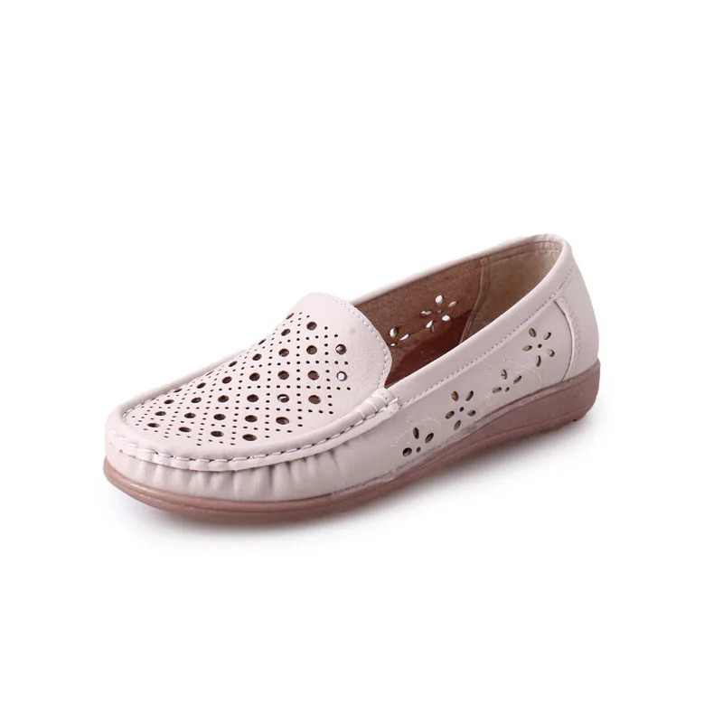 

Fashion white nurse sandals flat bottom beef tendon bottom mother shoes hollow breathable non-slip pregnant women shoes women