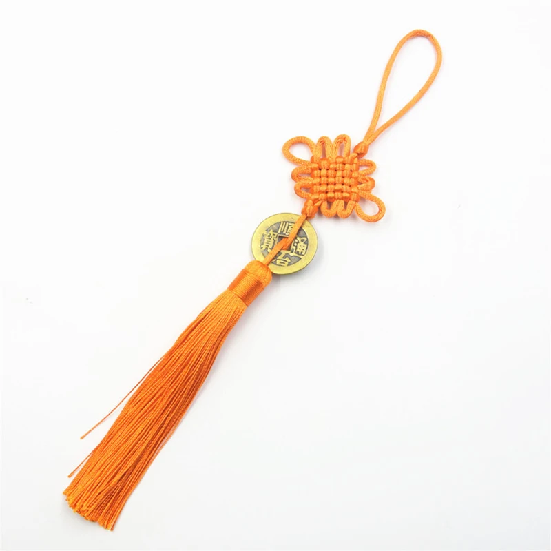 3 шт многоцветный полиэстер китайские узлы медные деньги кисточки DIY ювелирные изделия шторы одежды декоративные аксессуары ремесло кисточки - Цвет: Orange