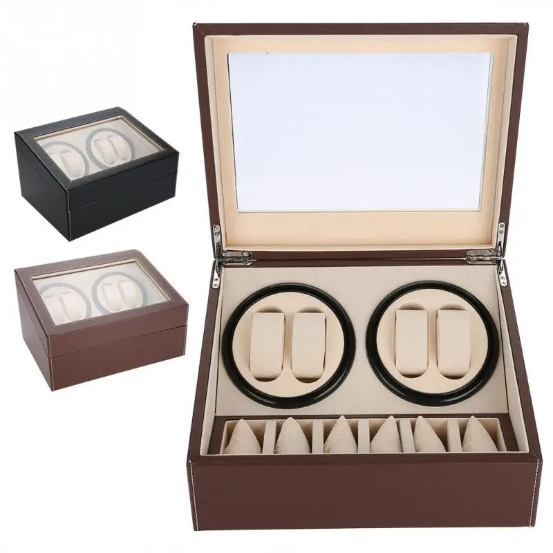 

Makeup Accessories Watch Winder for 4 Automatic Watches 6 Grids Watch Storage Case Quiet Motor Multiple Rotation Makeup Tools