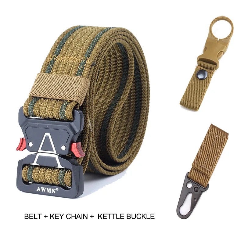 Army Military Tactical Belt New Outdoor 125cm Cobra Alloy Buckle Nylon Casual Combat Belt Men Women Training Belt AE103 - Цвет: KG2