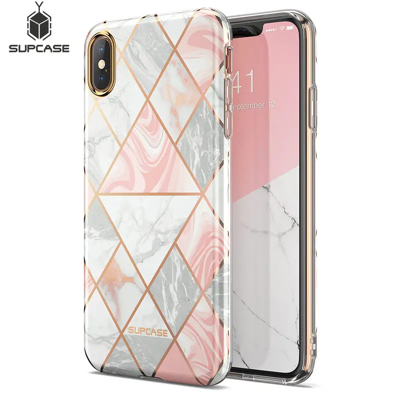 

For iphone Xs Max Case SUPCASE UB Metro Premium Slim Protective Soft TPU Case Plated Pink Marble Back Cover For iPhone X XS XR