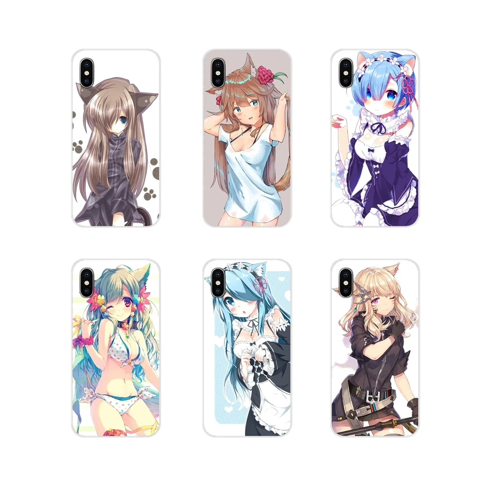 

For Sony Xperia Z Z1 Z2 Z3 Z5 compact M2 M4 M5 C4 E3 T3 XA Huawei Mate 7 8 Y3II Soft Case Sexy cartoon the anime kawaii Girl Cat