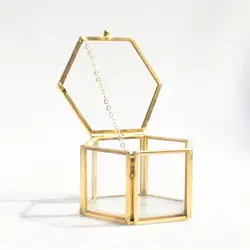 С геометрическим шестиугольным стекло обручальное кольцо коробка уникальный держатель для обручального кольца шкатулка для ювелирных
