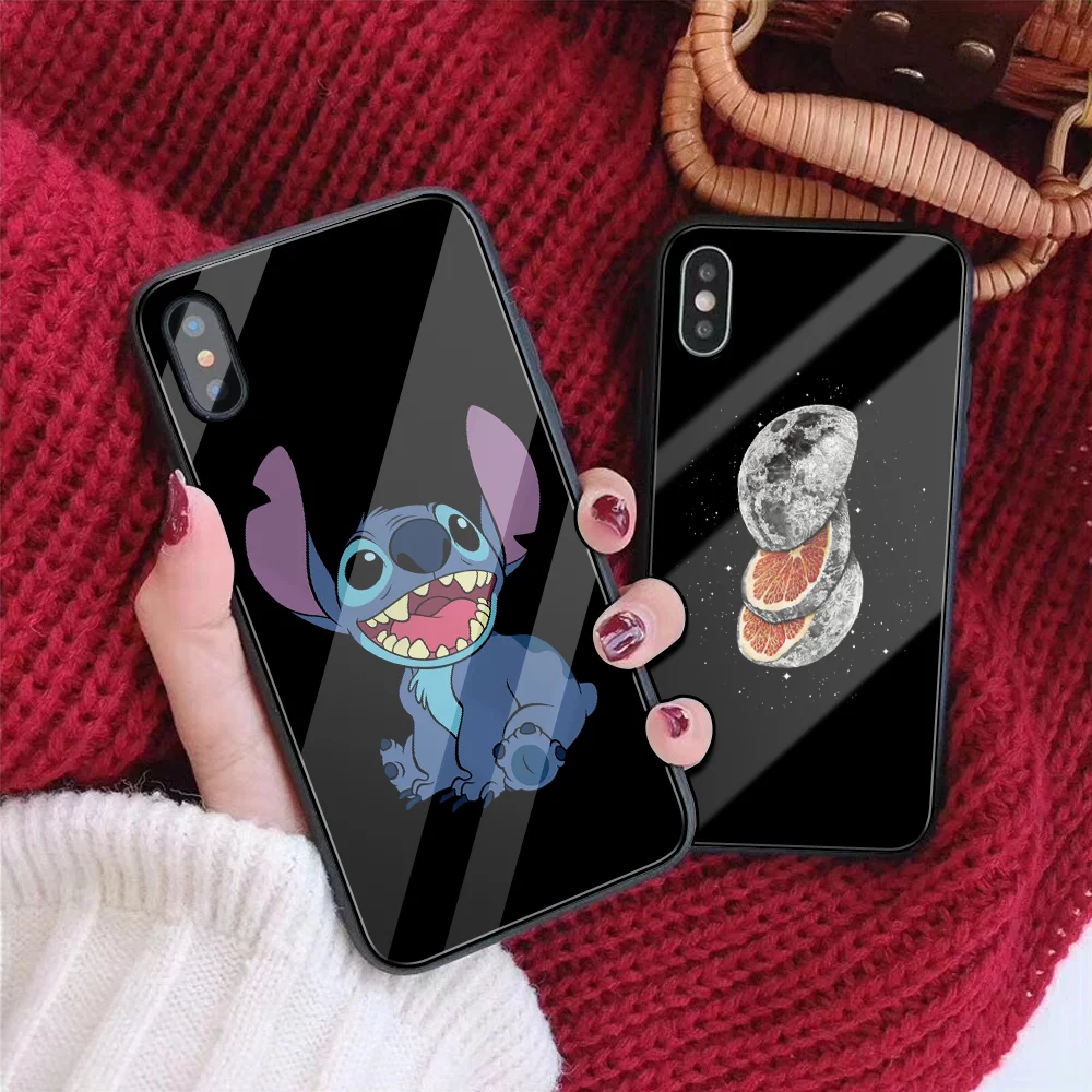 DIY чехол из закаленного стекла для телефона для iPhone 7 8 6 6S Plus Ститч История игрушек чехол для телефона для iPhone XS MAX XR 5 5S SE чехол