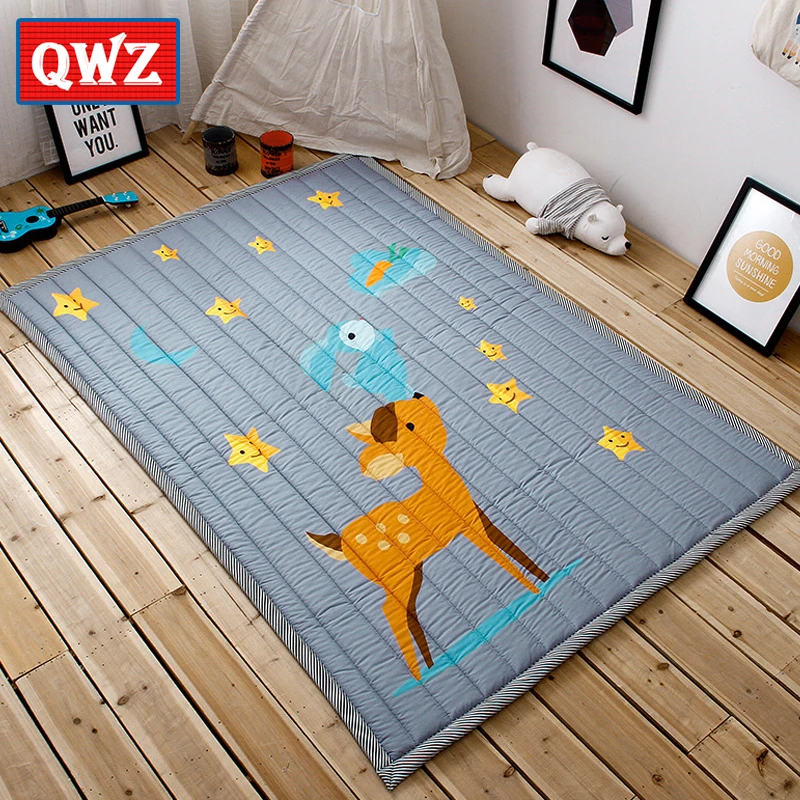 

QWZ New Baby Play Mat Children Folding Game Carpet Kids Crawling Mats Anti-skid Tatami Rugs Cotton Blanket For Children Gifts