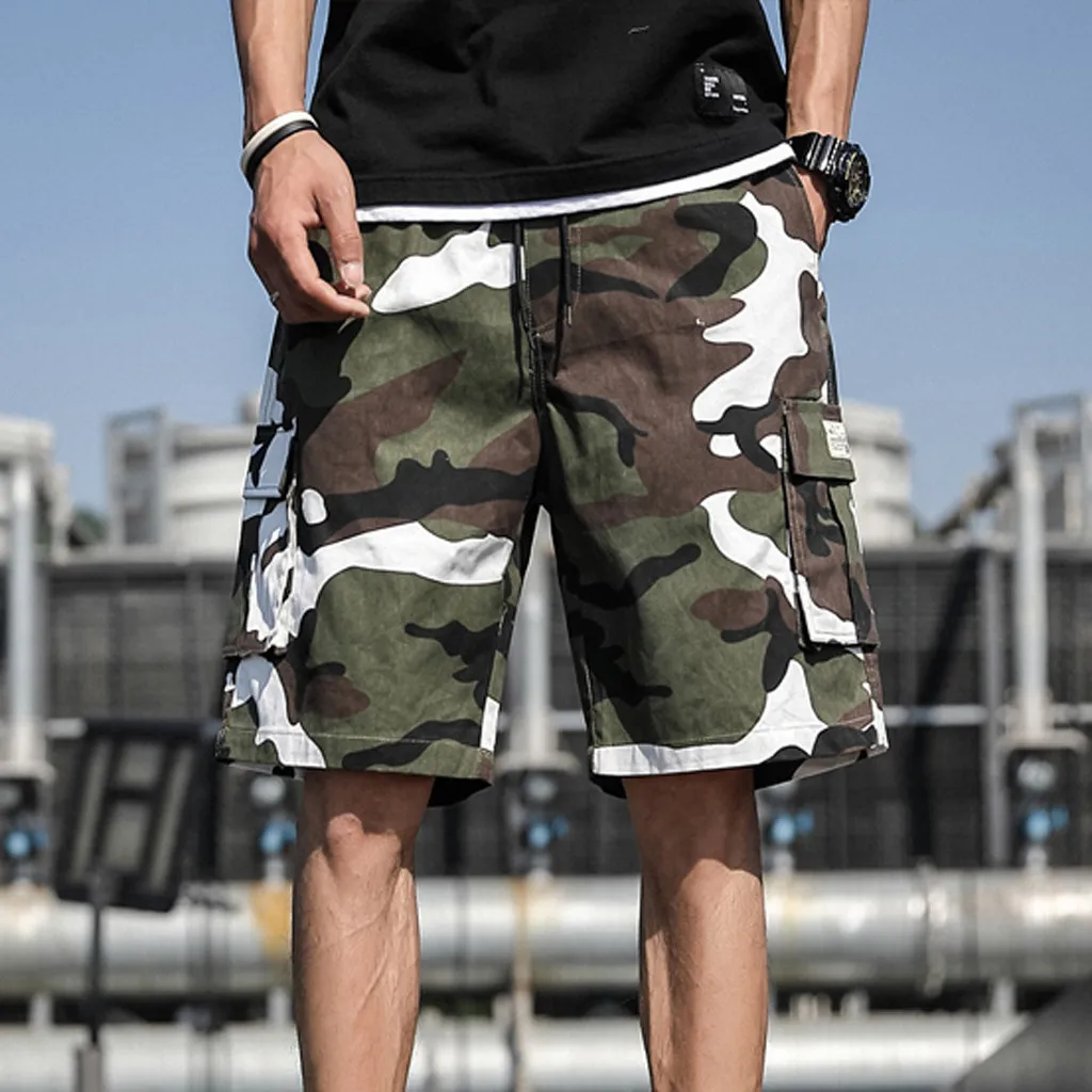 Men's Summer Fashion Simple Wild Outdoors Casual Camouflage Overalls Plus Size Sport Shorts Loose Mid Pants Calcoes casuais 50