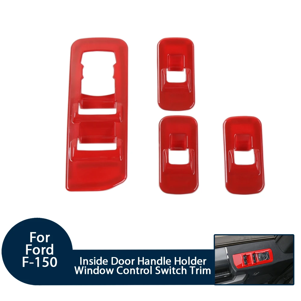 

Car Door Window Lift Panel Switch Button Trim Stickers Cover dedicate for Ford F150 2015+ Interior Accessories 4Pcs/set
