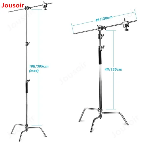 2 PCS Heavy Duty adjustable Light Stand Max Height 10 feet/3m with 4 feet Holding Arm and Grip Head Kit for Photographic CD15