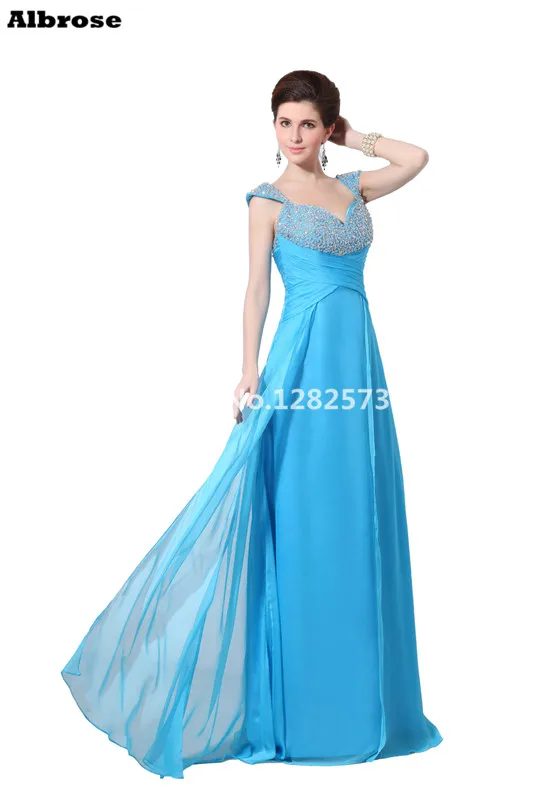 Sequined Beaded Evening Dresses Long Evening Dress 2017 Light Blue