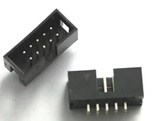 10PCS/Lot DC3 10 Pin 2x5Pin Double Row Pitch 2.54mm Double-spaced Straight Pin Male IDC Socket Box Header Connector High Quality